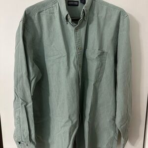 Lands' End Men's Sage Green Heavyweight Cotton Casual Shirt, XL TALL